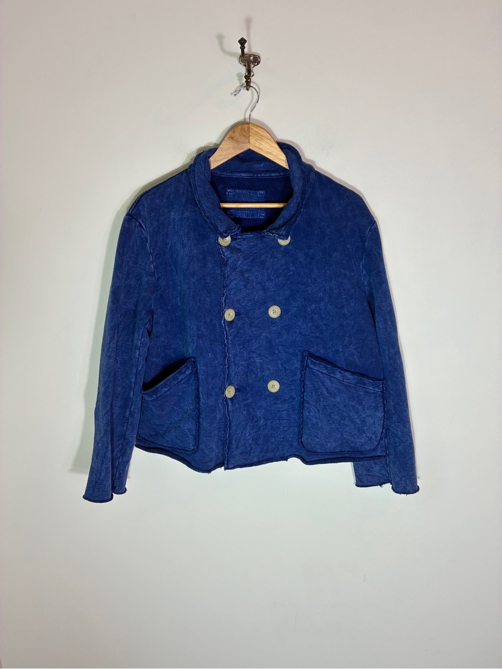 Frank & Eileen Mini Belfast Crop Sweatshirt Peacoat Indigo Blue Size XL
